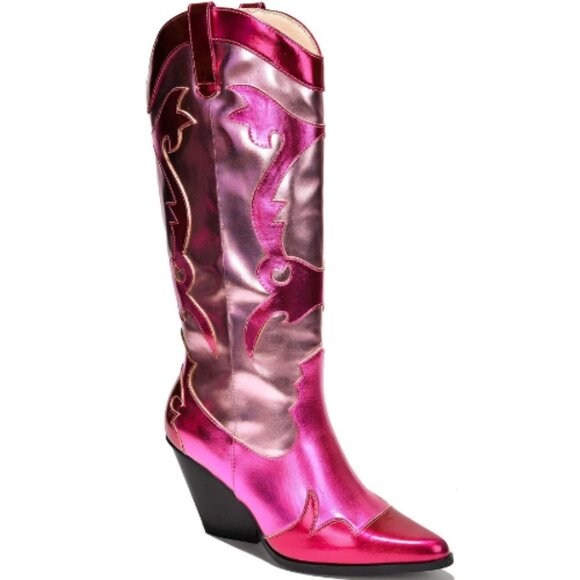 Diona j Shoes - WOMENS POINTY TOE CHUNKY WESTERN BOOTIES JULIANA Fuchsia Size 5.5